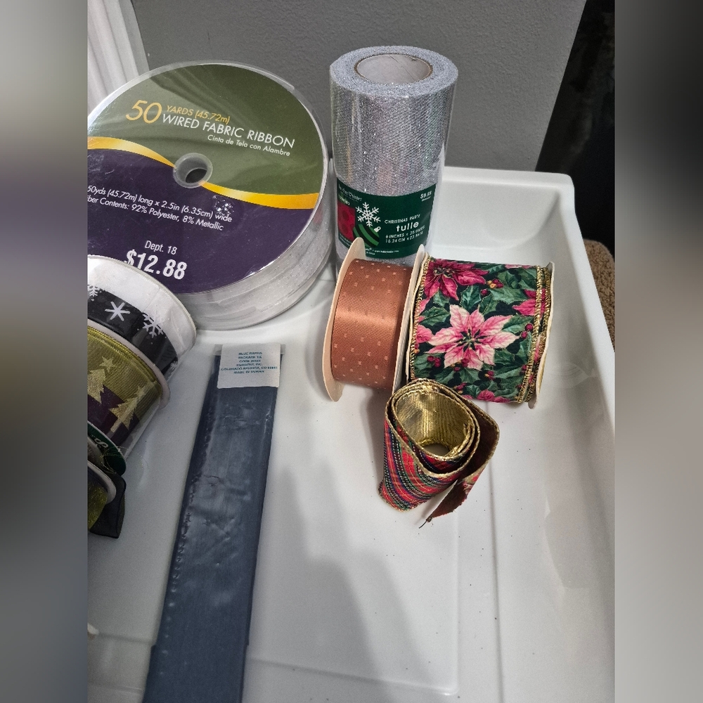 RIBBON: 8 Rolls , New Unopened.  Total 294  Feet Then Partial Rolls Added - Picture 2 of 2